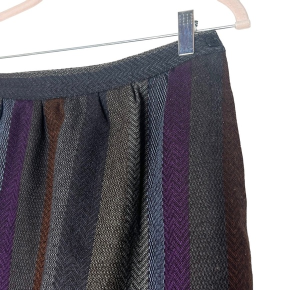 Vintage Sheridan Square Tweed Striped Wool Skirt - Picture 5 of 6